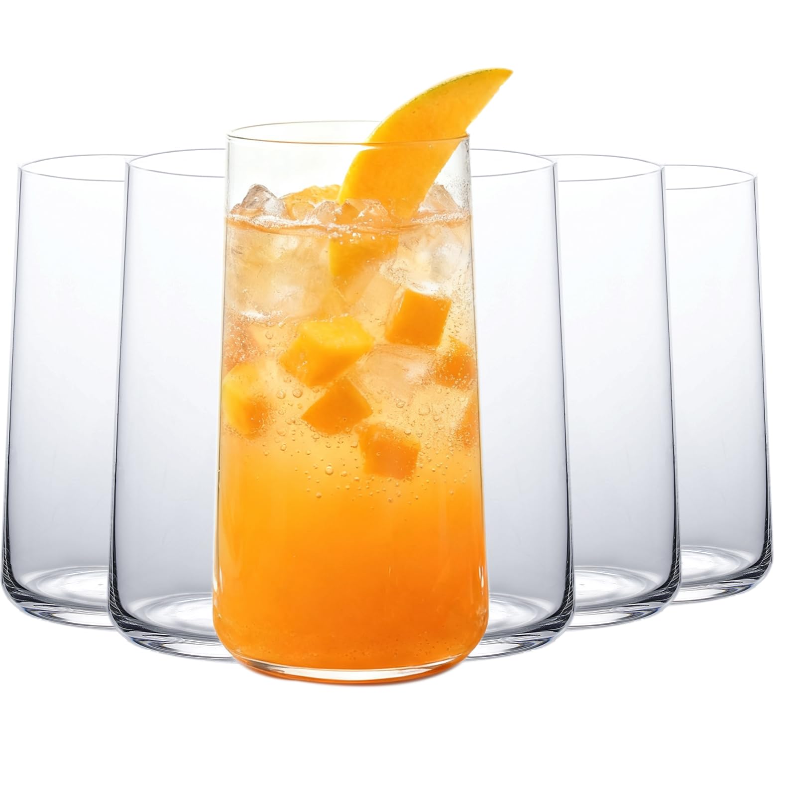 Wlasss Wassergläser, 6 Stück, große Trinkgläser, transparent, leicht, Glasgeschirr-Set für Saft, Eistee, Mojito, Küche und Bar