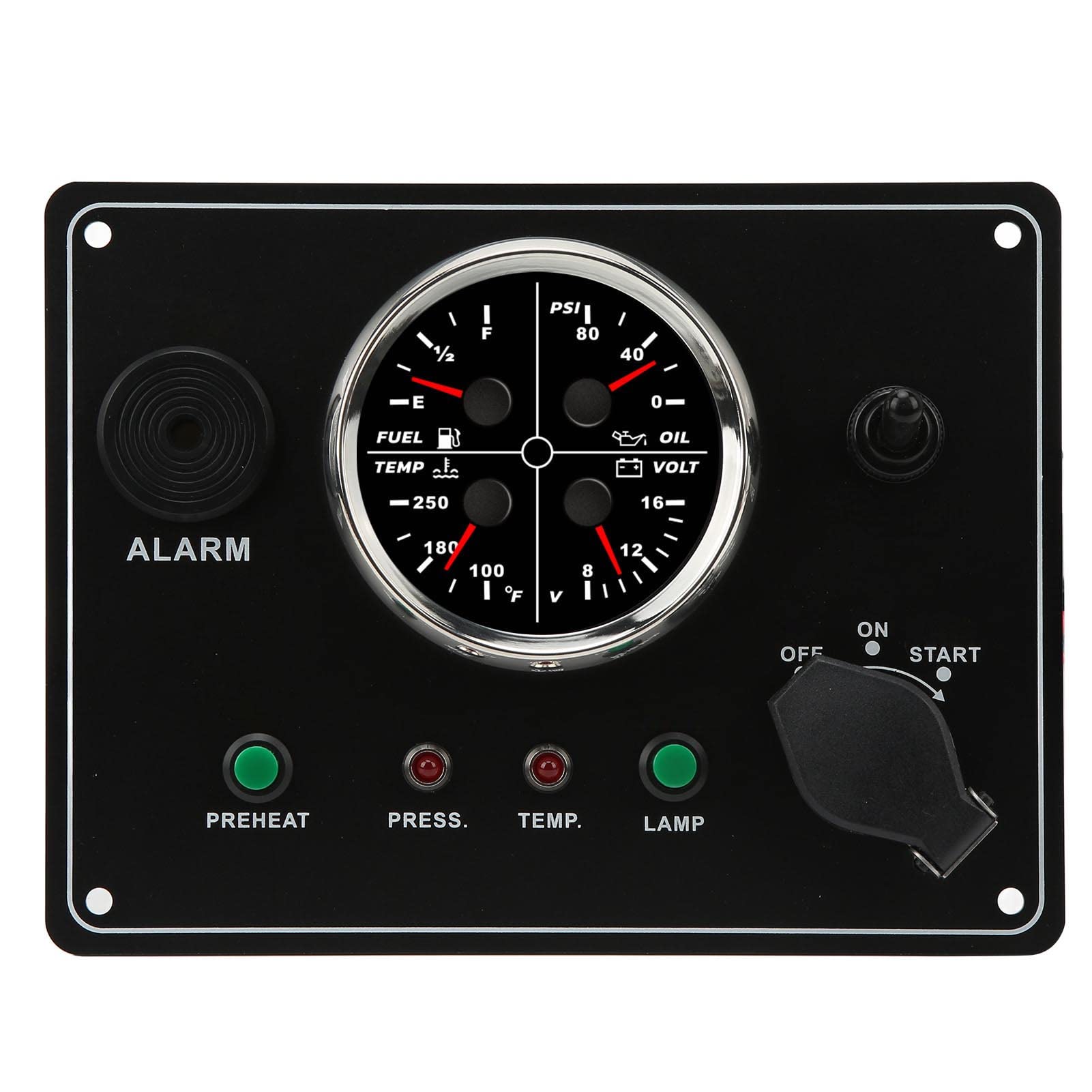 Kombiinstrument Messgerät, 4-in-1-Zeigeranzeige mit Öldruck Ölstand Wassertemperatur und Spannung, Dashboard-Anzeige und Rundinstrument für Fahrzeug Armaturenbrett