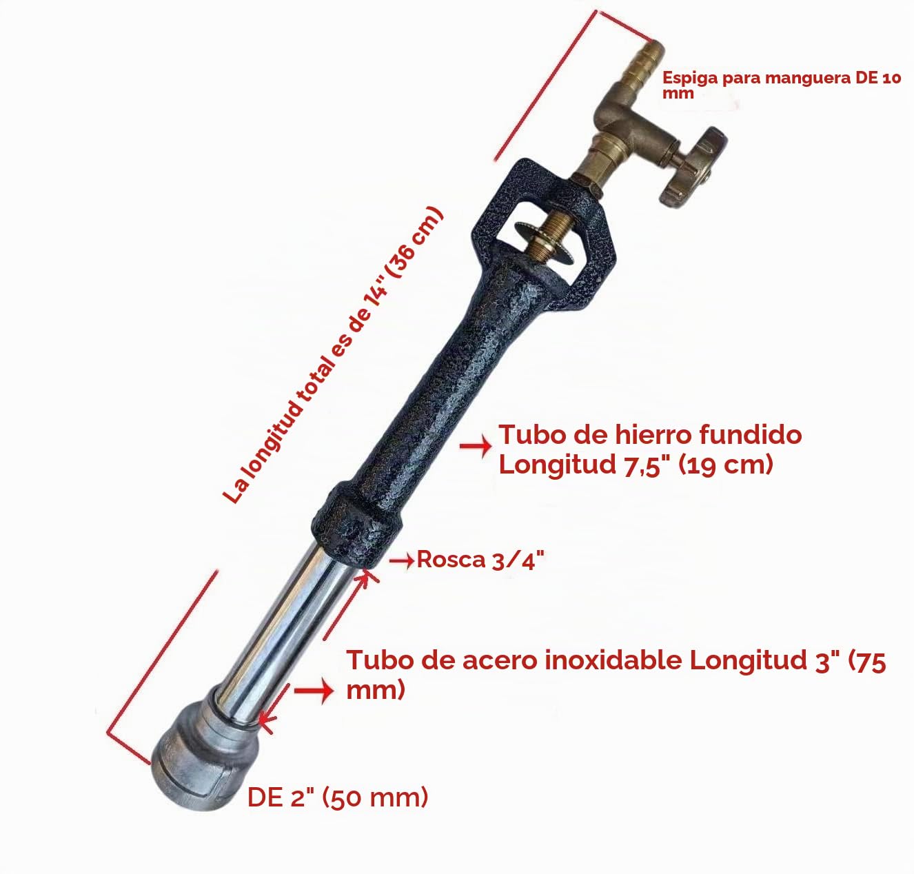 Quemador de gas para forjas de gas, 100.000 BTU, válvula de aguja de latón, propano de alta presión, GLP, gas butano, tubo de alimentación de 20,32 cm de largo
