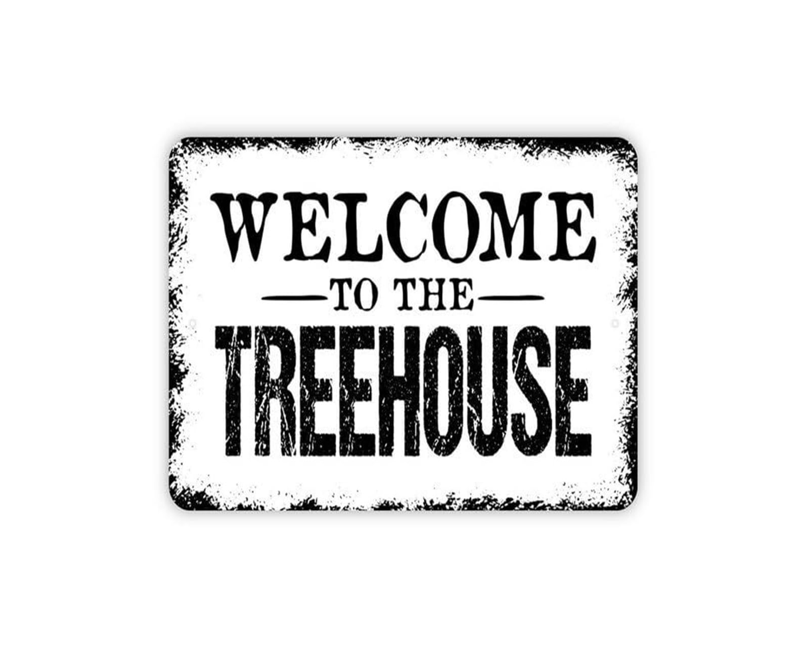 TAMDDBPJD Kids Playroom Sign Treehouse Welcome Metal Tin Sign Vintage Rustic Wall Decor for Boys Girls Room Nursery Backyard 8 X 12 inch