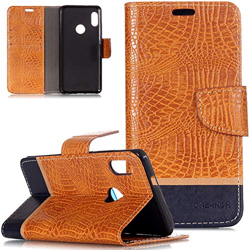 Preisvergleich Produktbild ZCXG Kompatibel mit Xiaomi Mi A2 Hülle Leder Magnet Flip Cover Tasche Kartenhalter Geldbeutel Kreditkartenhüllen Schutzhülle Silikon Inner Handyhülle - Orange