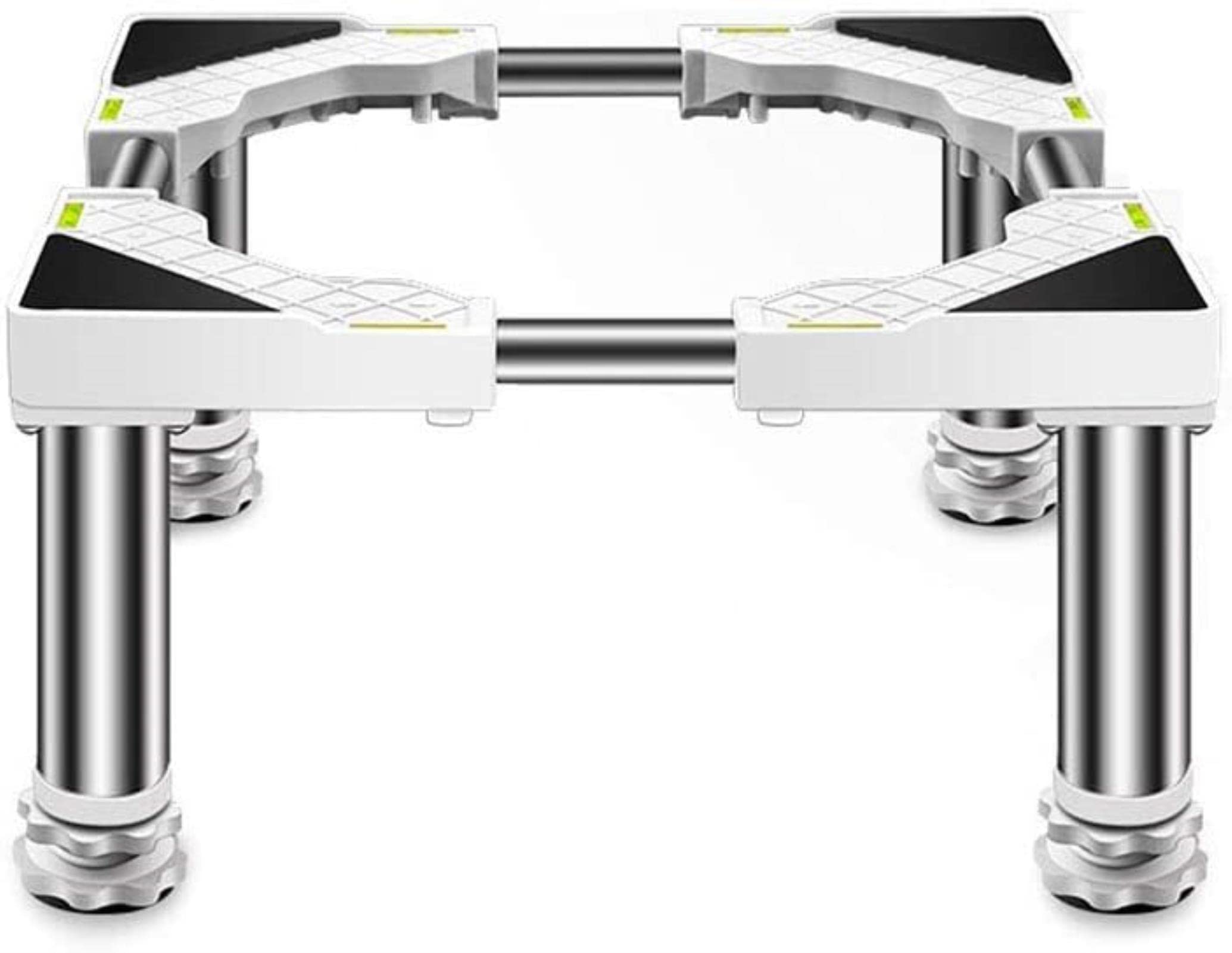 Base ajustable de alta resistencia para lavadora, plataforma de altura ajustable para lavadora y refrigerador, soporte de acero inoxidable, 4 pies, se adapta a electrodomésticos de 24 a 27 cm