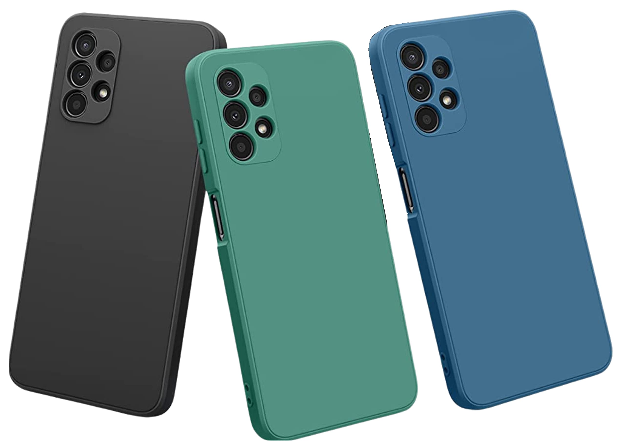 SARAOONT™ 3 pcs case cover for Samsung A13 4G global matte soft silicone tpu case cover - slim fit colorful & good grip (pack of 3) (Black)