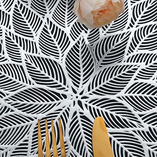Image of Dakshya Industries Waterproof PVC Round Table Placemats Set of 2 (38x38 cm) - Stylish Non-Slip Dining Mats (Silver)