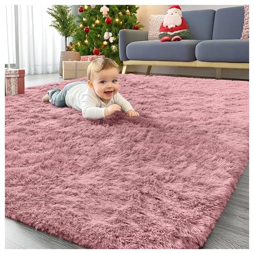 Homaxy Hochflor Flauschig Teppich Anti-Rutsch Unterseite Waschbar Teppiche Mädchen fürs Wohnzimmer, Kinderzimmer, Schlafzimmer - 120 x 160 cm, Rosa
