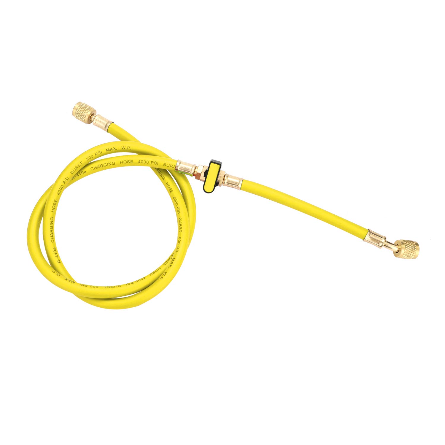 R410A Manguera de adición de refrigerante para aire acondicionado con válvulas de cierre de 50 1 27 m de largo para HVAC y mantenimiento de CA de coche, presión de trabajo de 800 PSI, seguro para
