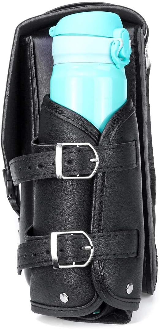 Motorcycle Saddle Bag PU Leather Waterproof Saddlebags Black Left/Right Side For Harley Davidson Universal (Left)