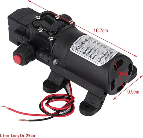 Miniatura 3 de Keenso 2v Dc, bomba de diafragma de presión con abrazaderas de manguera Bomba pulverizadora autocebante con interruptor de presión