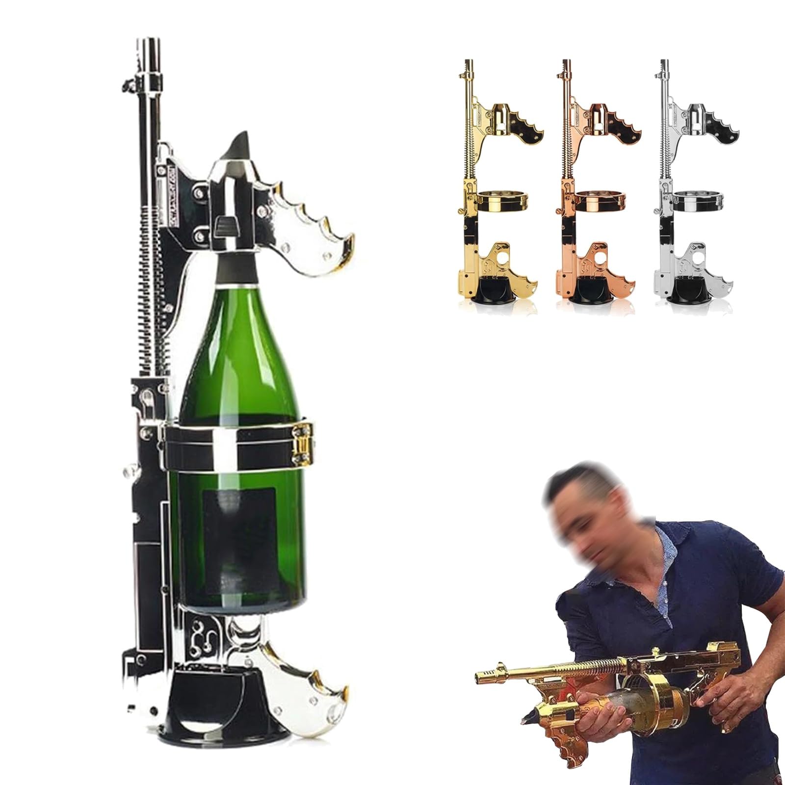Pistolet natryskowy do szampana z regulowaną długością, odległość natrysku 5-7 m, pasuje do butelek 750 ml - 1,5 l, idealna na festiwale i wzmocnienie atmosfery barowej
