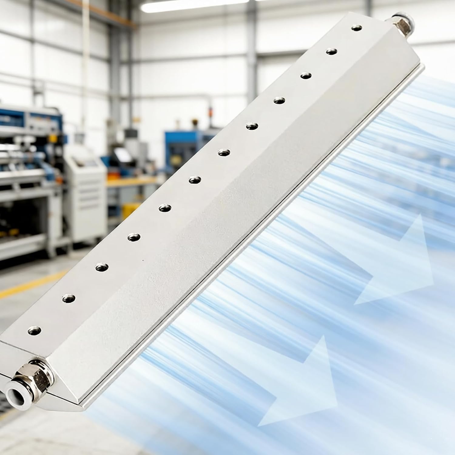Soplador de cuchillo de aire industrial, aleación de aluminio, 150-600 mm de longitud, 0.05 mm de espacio de salida, rosca interna de 1/4, ideal para eliminar agua y polvo con compresor de aire