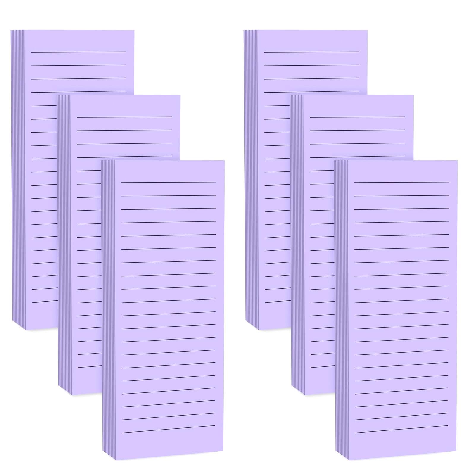 Magnetic Notepads Note Pads for Fridge with Full Magnet Back, 180 Sheets Purple Lined Refrigerator Notepad, 30 Sheets Per Pad for Grocery List, Shopping List, Office, Home, To-Do Lists & Memos