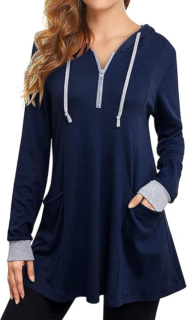 Amazon.com: Sudaderas delgadas con capucha de manga larga 1/4 cremallera  larga sudaderas suéter suelta ropa deportiva : Ropa, Zapatos y Joyería