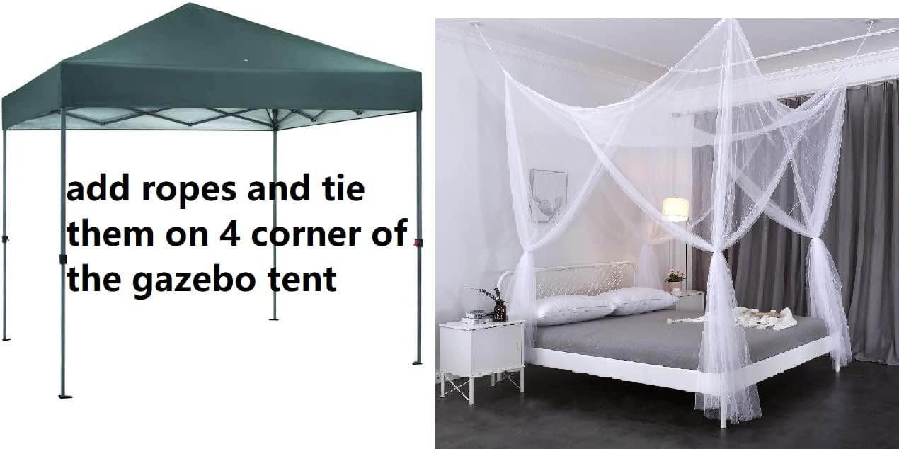 OctoRose Four Post Mosquito Net for Bed Canopy -Fits Queen, King, California King Beds-Indoor & Outdoor Use- Orange