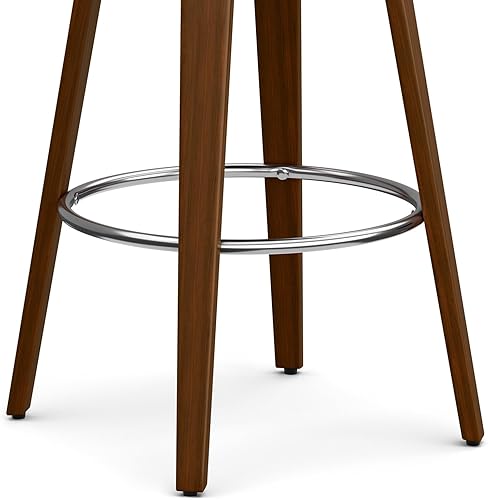 Miniatura 6 de SIMPLIHOME Roland Mid Century Modern - Taburete giratorio de 28 pulgadas en piel sintética vegana blanca para comedor y cocina