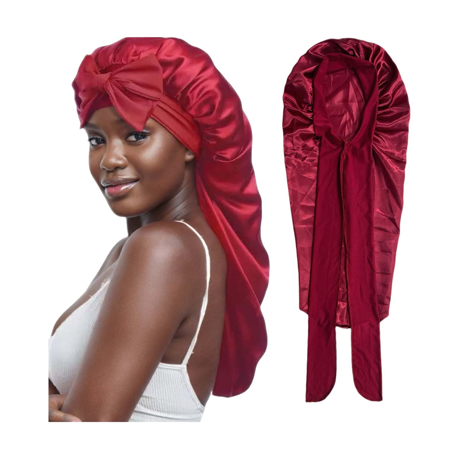 ShiningUU Hair Bonnet for Sleeping Burgundy Sleep Bonnet - Image 3