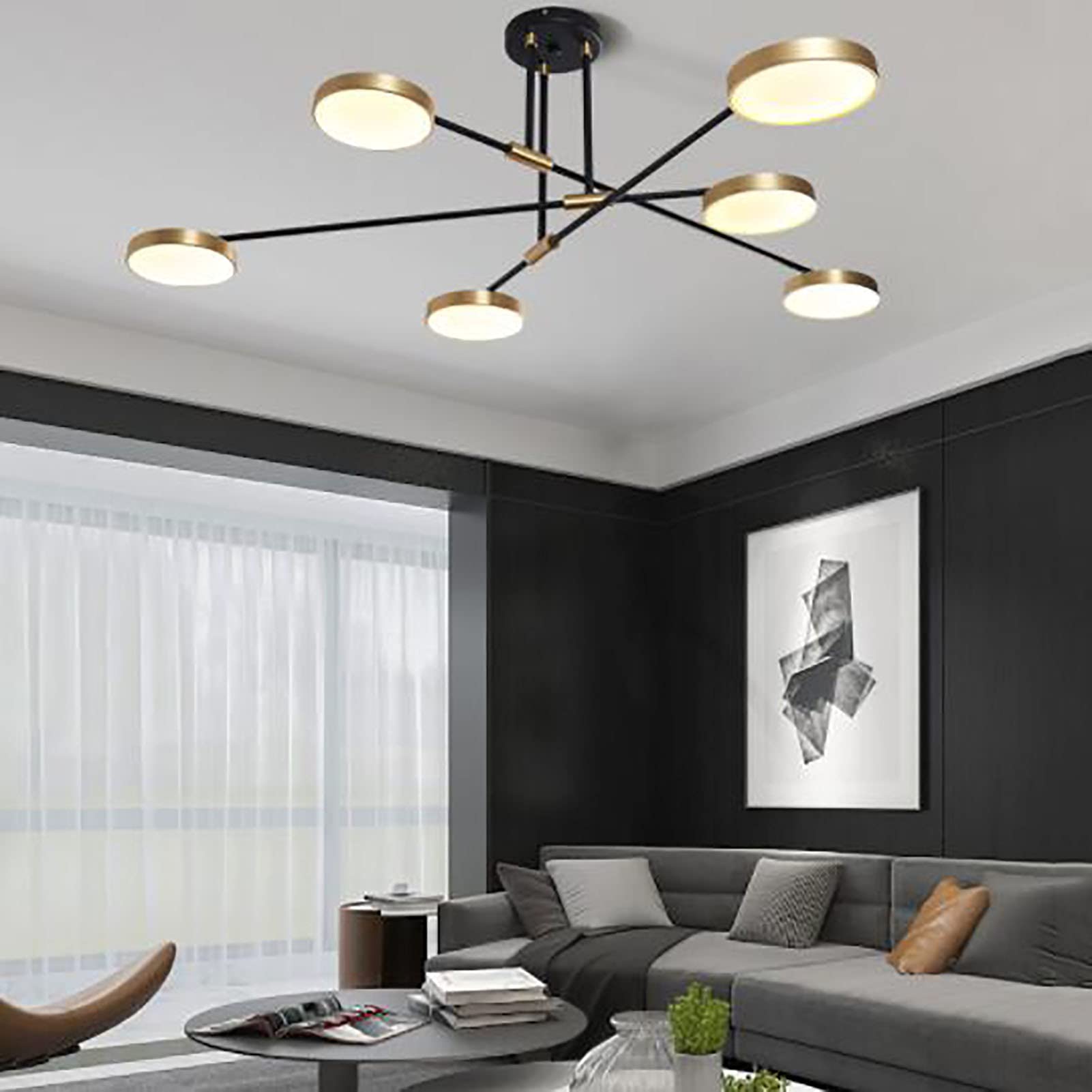 Nowoczesna lampa wisząca z połowy wieku, regulowana, łatwa w instalacji, lampa sufitowa LED do salonu, sypialni i biura, 130 x 45 cm