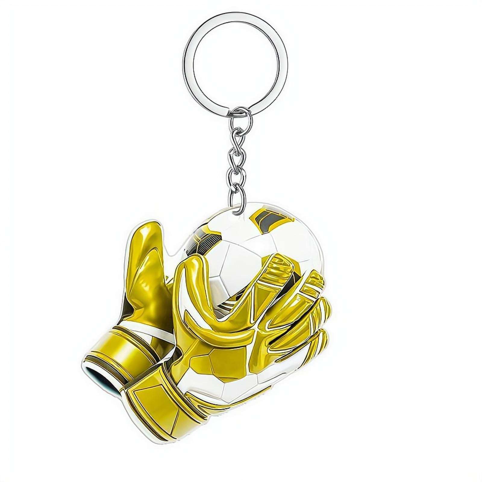 Goalkeeper Glove Keychain, Gloves Soccer Ornament, Gift for Goal Keepers SoccerPlayer Gift Idea SoccerTeam Gifts Soccer Player Gifting Idea SoccerBall Ornament Christmas SportOrnament (Yellow)