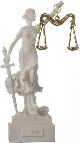 Figura de estatua de la diosa griega Themis, figura ciega de abogada de justicia, regalo con base cuadrada