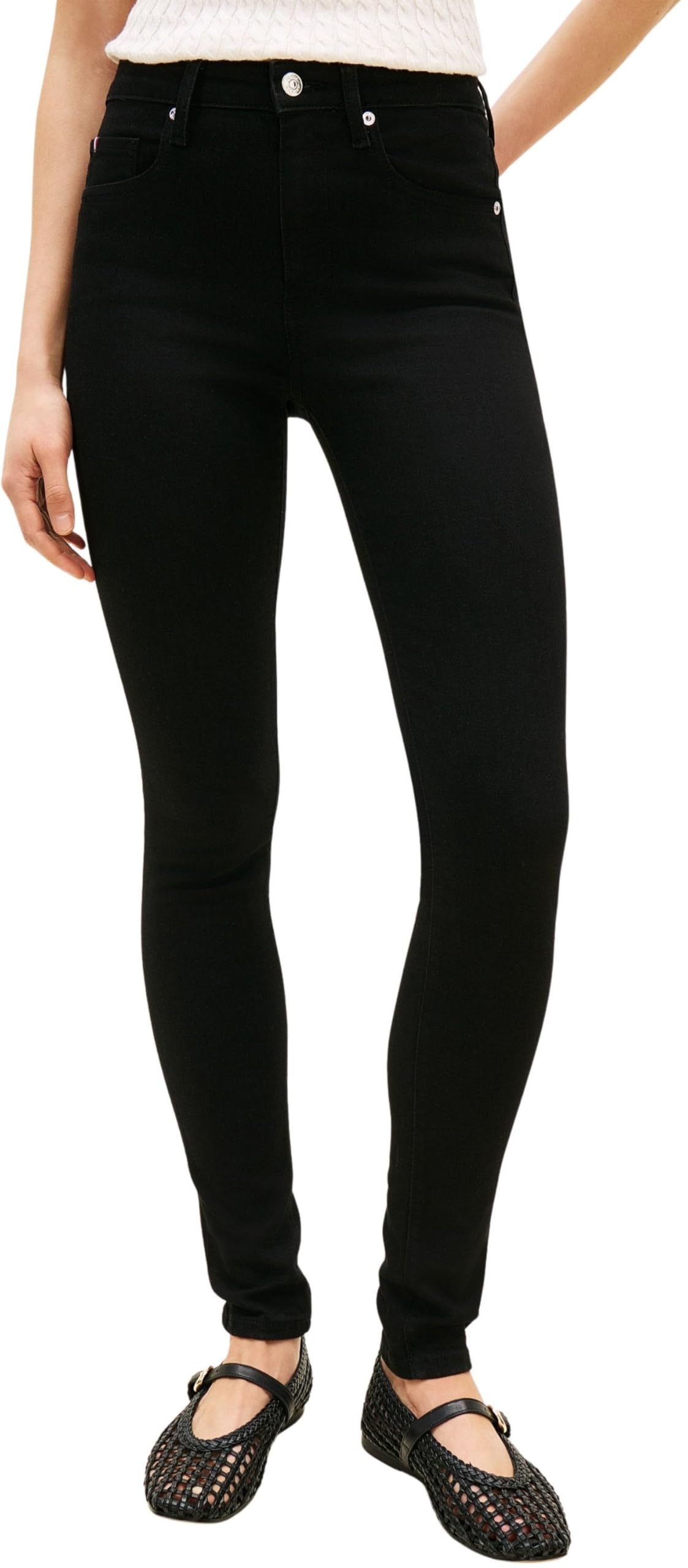 Tommy Hilfiger Women's DNM Black Como Skinny Rw Ww0Ww46720, Black, 33W / 30L