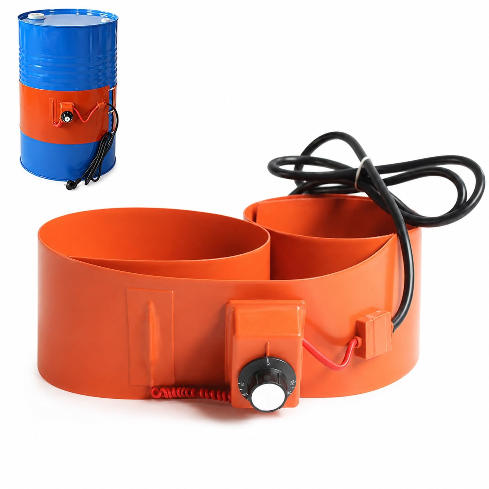 Metal Drum Pail Heater,Electric Silicone Oil Drum Heater Belt,Silicone Pail Heater,Drum Electric Heat Wrap Hot Heating Pad with Adjustable Thermostat (Orange,200L 1740x125 1000W)