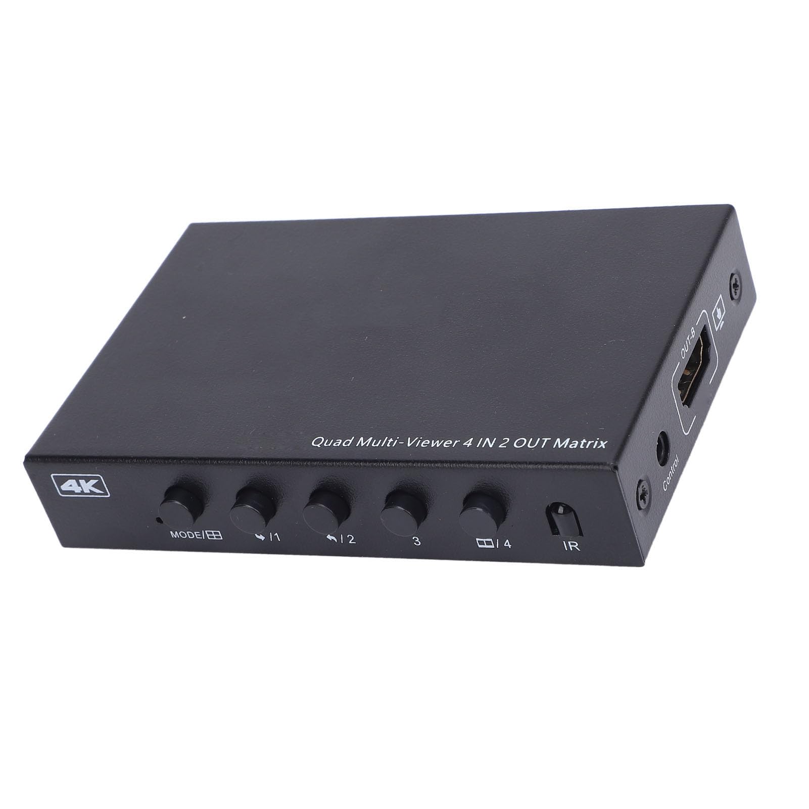 SENECESLI Conmutador Multivisor, 4K HDMI 4 Entradas y 2 Salidas Conmutador Continuo con 6 Modos de Visualización y Control Remoto para Proyector de Monitor Portátil de PC (Enchufe de la UE)