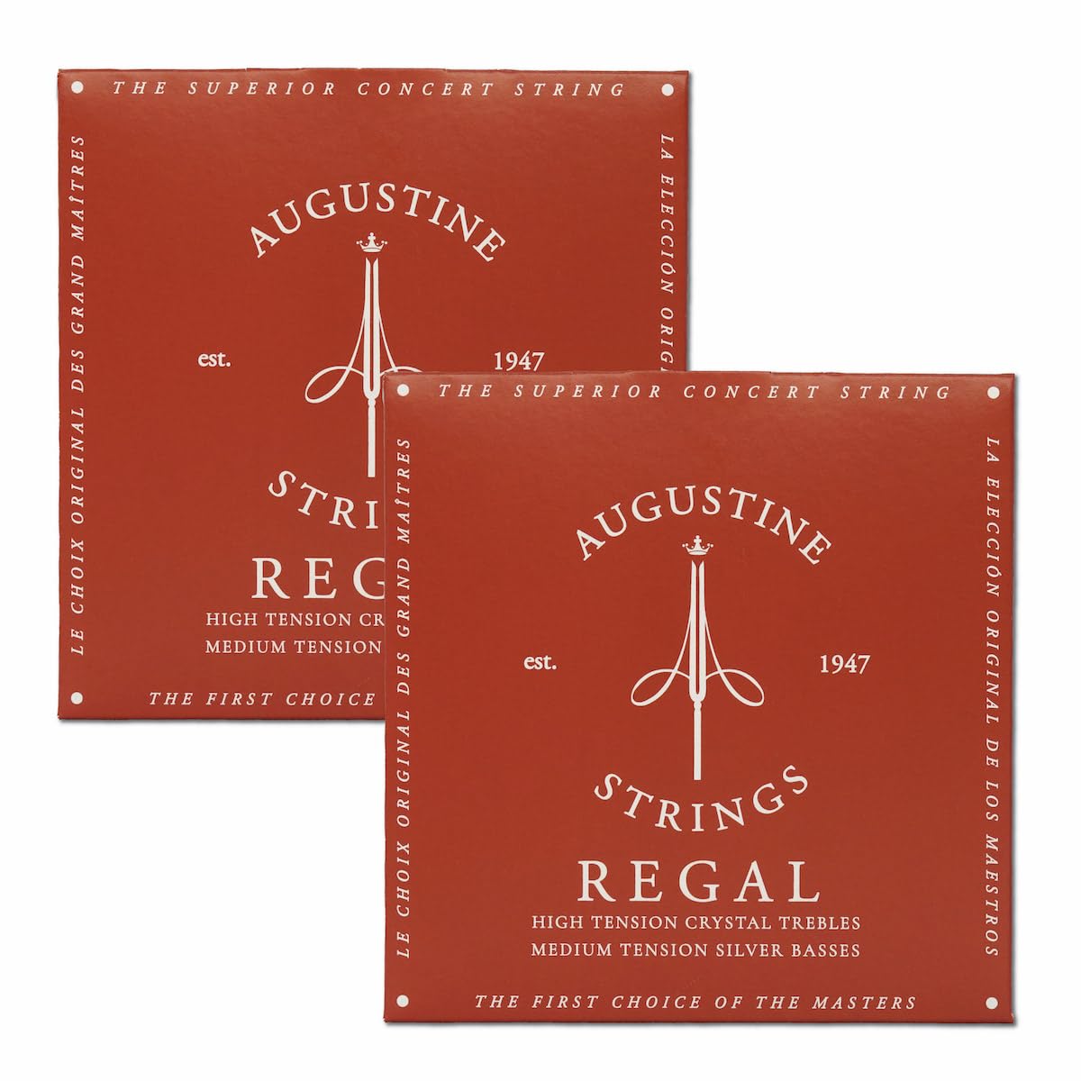 Augustine Strings Regal Medium Tension - Premium Crystal Nylon Classical Guitar Strings - Produced in New York by the Manufacturer of the Original Nylon String - 2 Sets