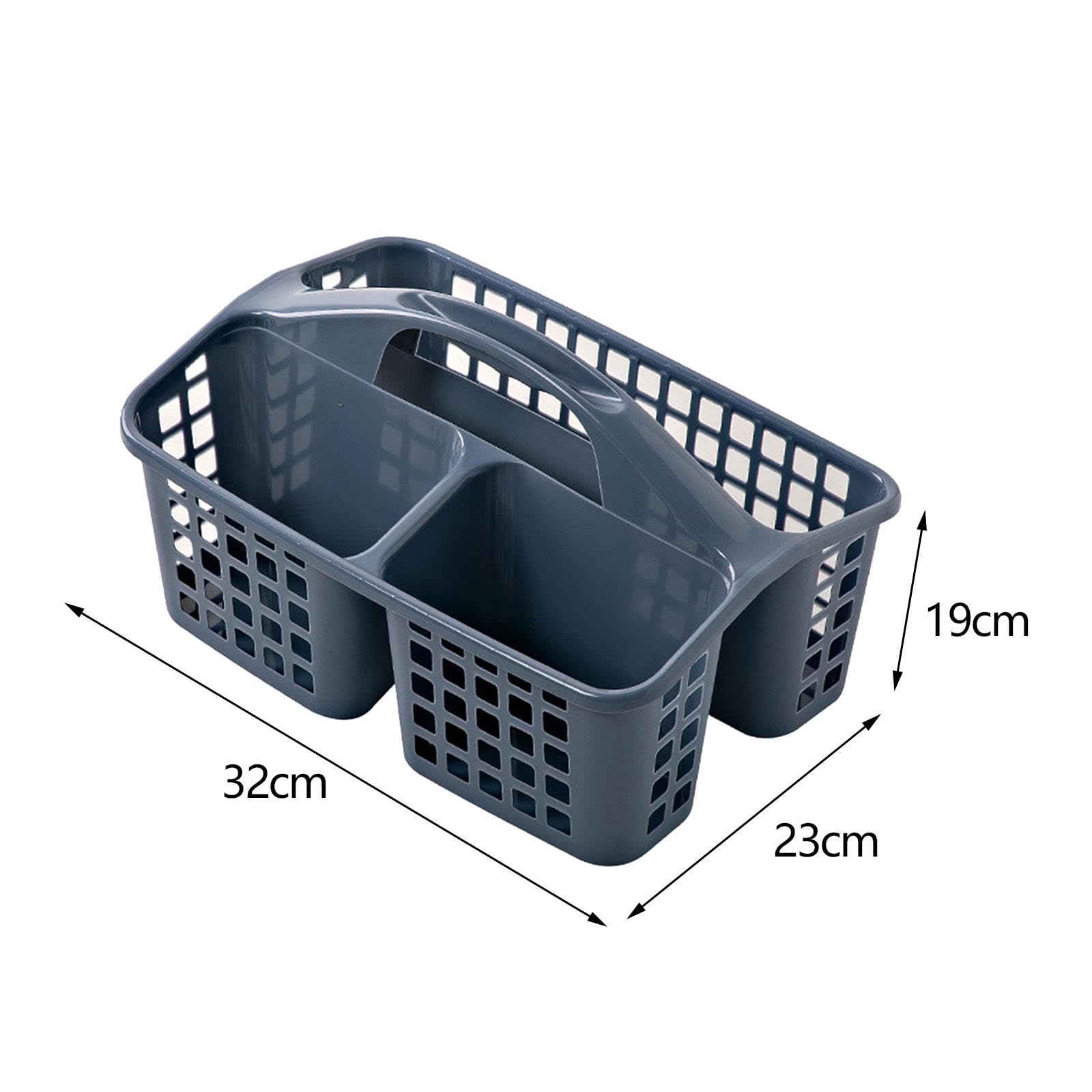 ATORSE® Portable Shower Caddy Basket Cleaning Supplies Bucket 3 Divided Compartments Blue 1