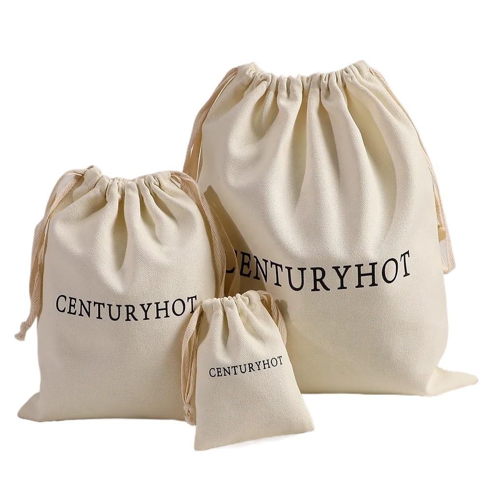 Sachets Cadeau en Mousseline de Coton Sacs cadeaux en coton, pochettes à cordon de serrage mousseline maquillage, sac avec Logo bonbons for fête d'anniversaire et mariage(300 Logo Bags,10x15cm(4x6in))