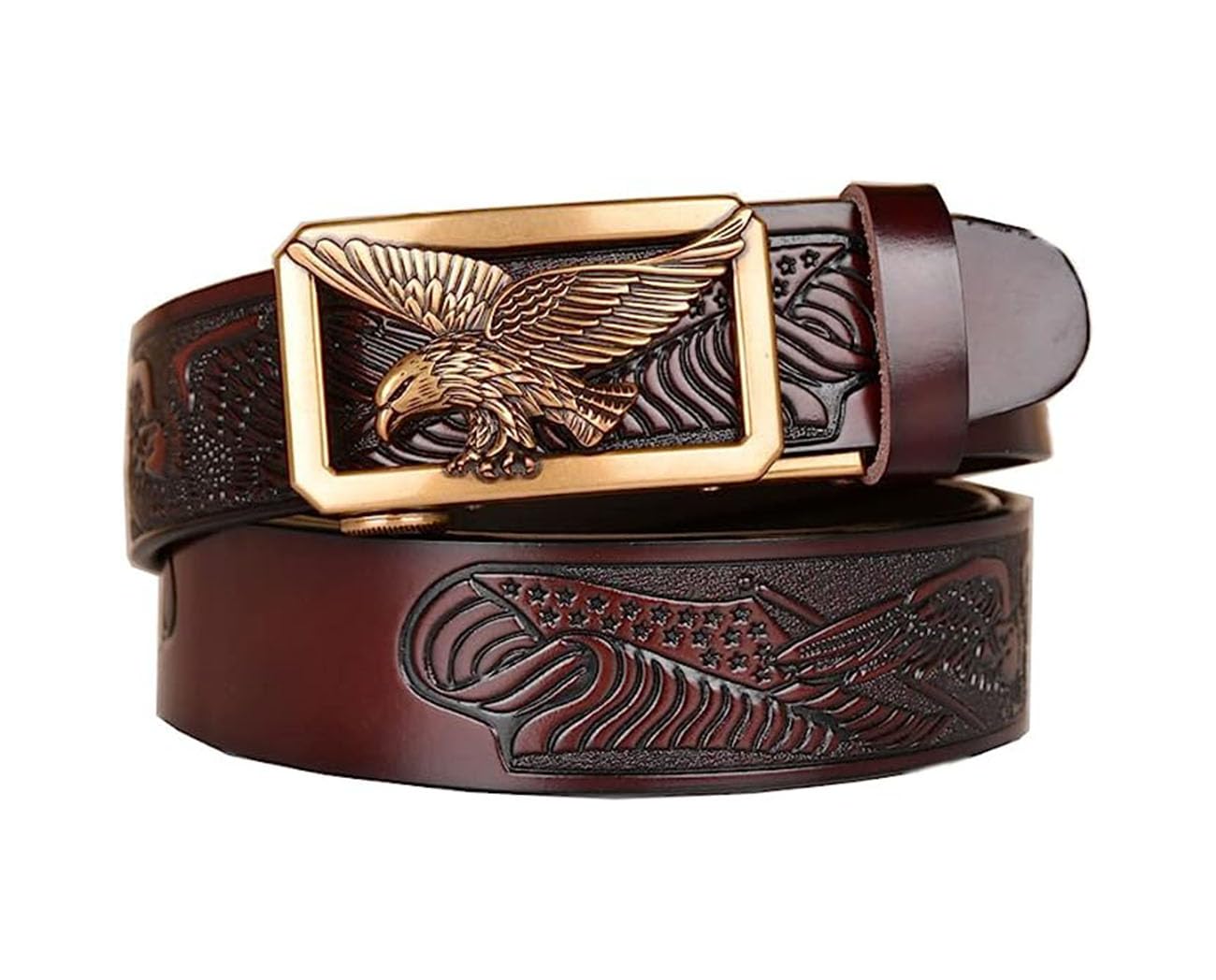 xichuangyuXCY Mens Genuine Leather Belt with Eagle Buckle Au