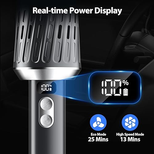 Miniatura 3 de Aspiradora de mano inalámbrica de 25000 Pa para automóvil, aspiradora de mano 3 en 1, incluye pantalla inteligente y base de carga, aspiradora de