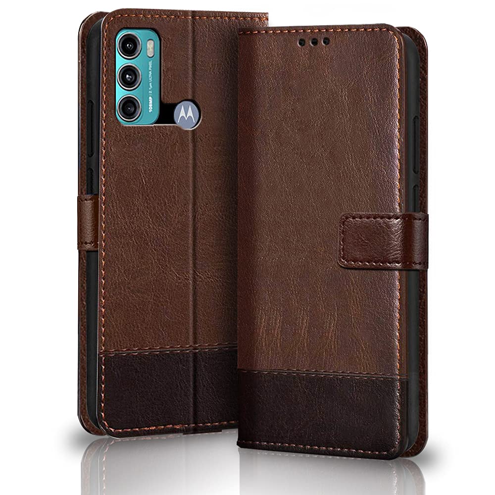 TheGiftKart Dual-Color Leather Finish Motorola Moto G60 / G40 Fusion Flip Back Cover | Inbuilt Stand & Pockets | Wallet Style Flip Cover Back Case for Motorola Moto G60 / G40 Fusion (Brown & Coffee) (B098LC9GXW) Amazon Price History, Amazon Price Tracker