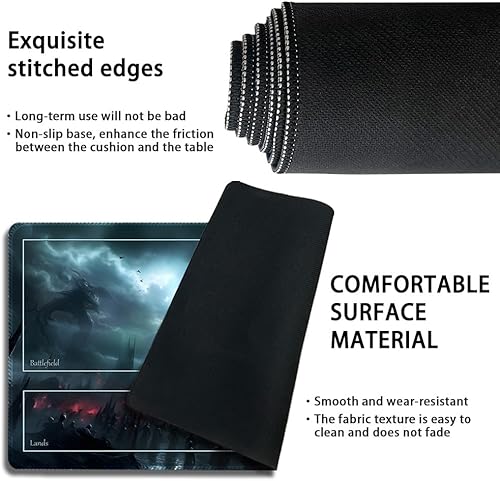 Miniatura 8 de Tapete de juego MTG cosido de alta calidad con borde y parte trasera de goma antideslizante, tapete de juego TCG para MTG y otros juegos de cartas,