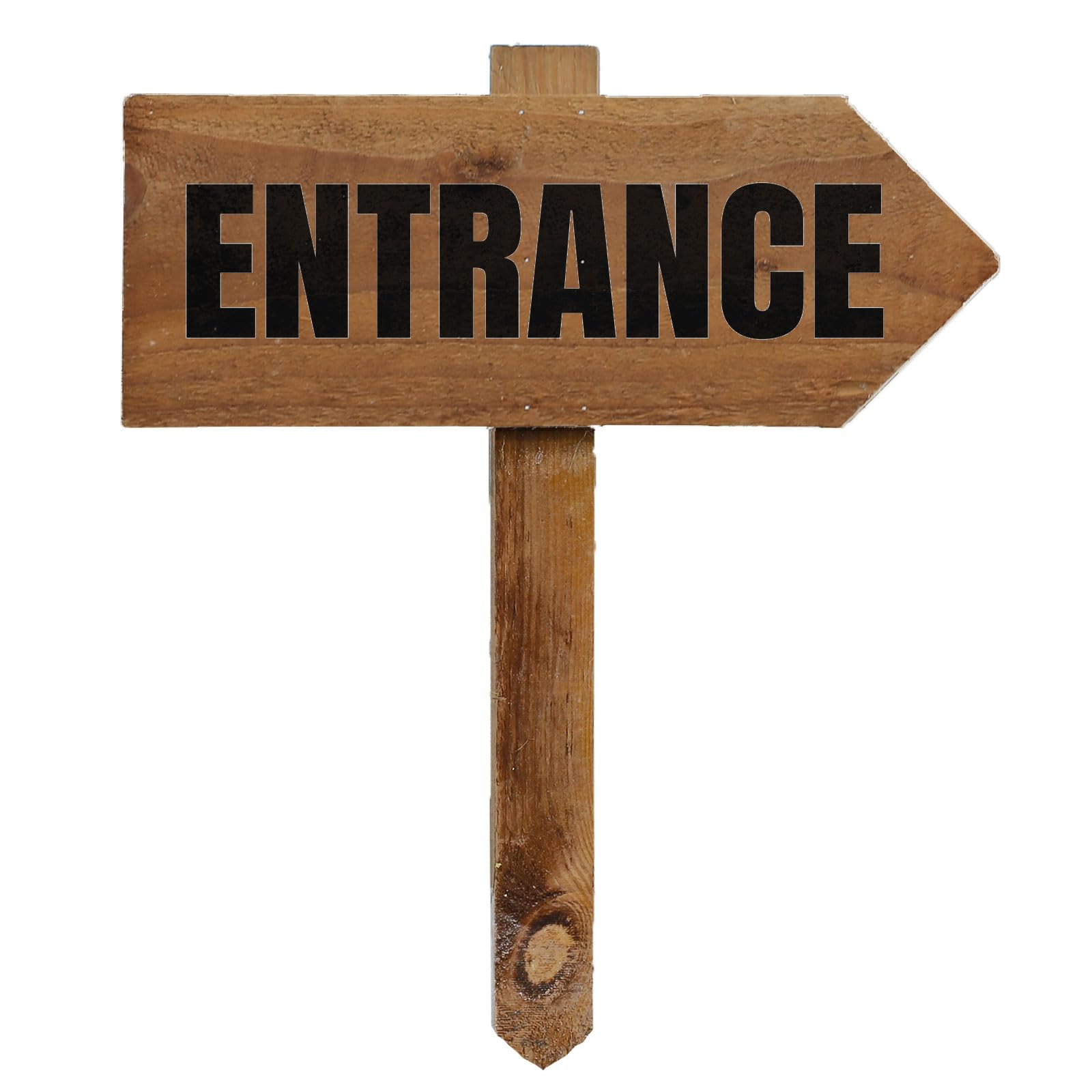 Outdoor Entrance Sign with Stake, Wooden Arrow Pointing Right or Left, Party Pub Shop Garden Sign