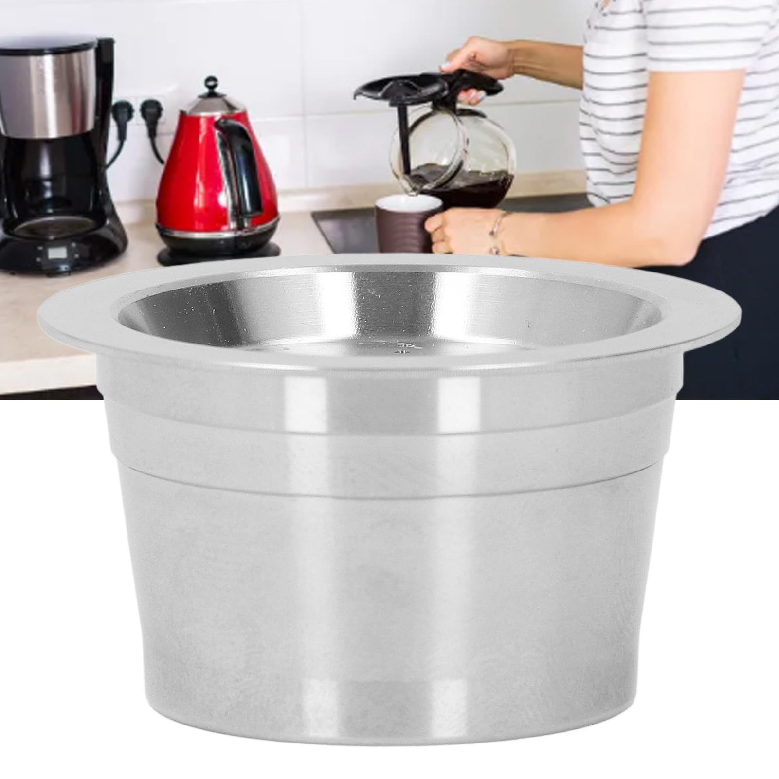 Cápsulas de café Reutilizables de Acero Inoxidable con Doble filtración, rellenables y con un práctico Interruptor de Rosca Cápsulas de Filtro de café Reutilizables for la Serie TCHIBO