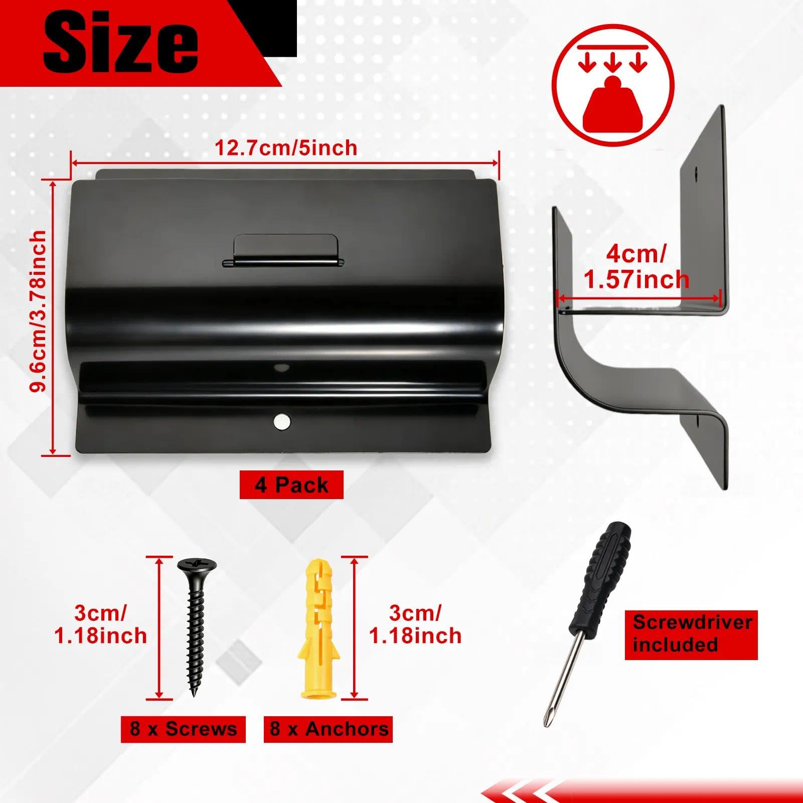 LEONTOOL 4 ganci da parete per scala di carico 25 kg con vite tassello cacciavite per garage officina giardino