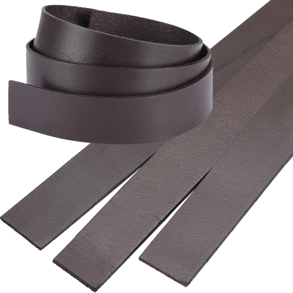 GORGECRAFT 3 Rotolo 25mm di Larghezza Vera Pelle Striscia di Cordoncino Piatto In Pelle 2mm di Spessore Cinturino In Pelle di Vacchetta Stringa di Filo Intrecciato Corda Marrone Noce di Cocco