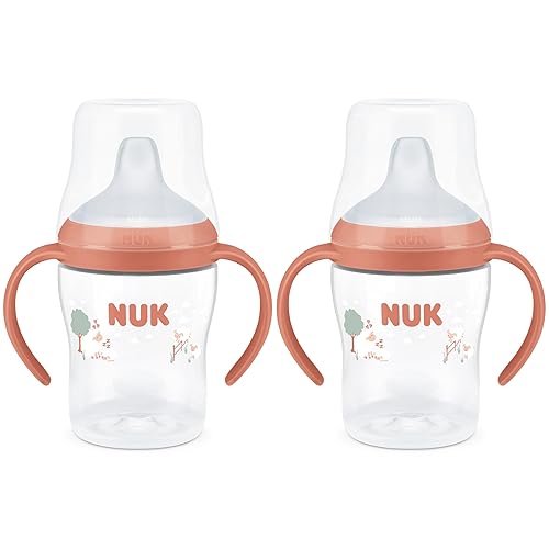 NUK Perfect Match - Vaso de aprendizaje de 5 onzas, paquete de 2 boquilla suave, asas de fácil agarre, sin BPA, taza de transición a prueba de