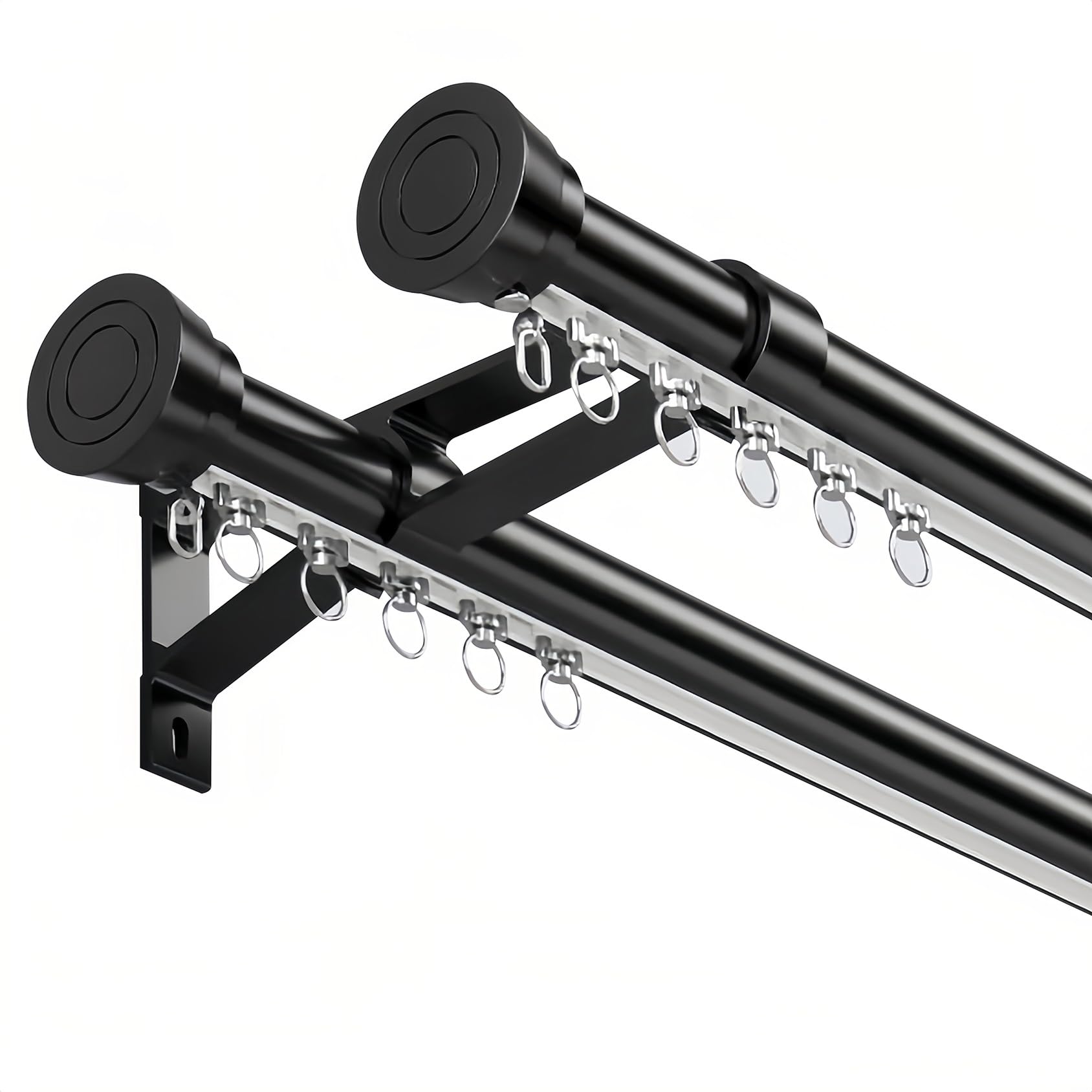 CMJYMX Roman Rod Curtain Track Silent Sliding Curtain Rail Pulley Wall Mounted Extra Thick Aluminum Alloy Guide Rail Perfect For Privacy In Open Rooms(Black,6.0FT/180CM)