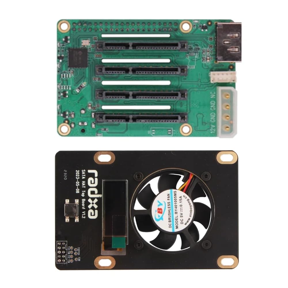 Raspberry Pi 5 Penta SATA HAT avec carte supérieure - Jusqu'à 5 disques SATA HAT