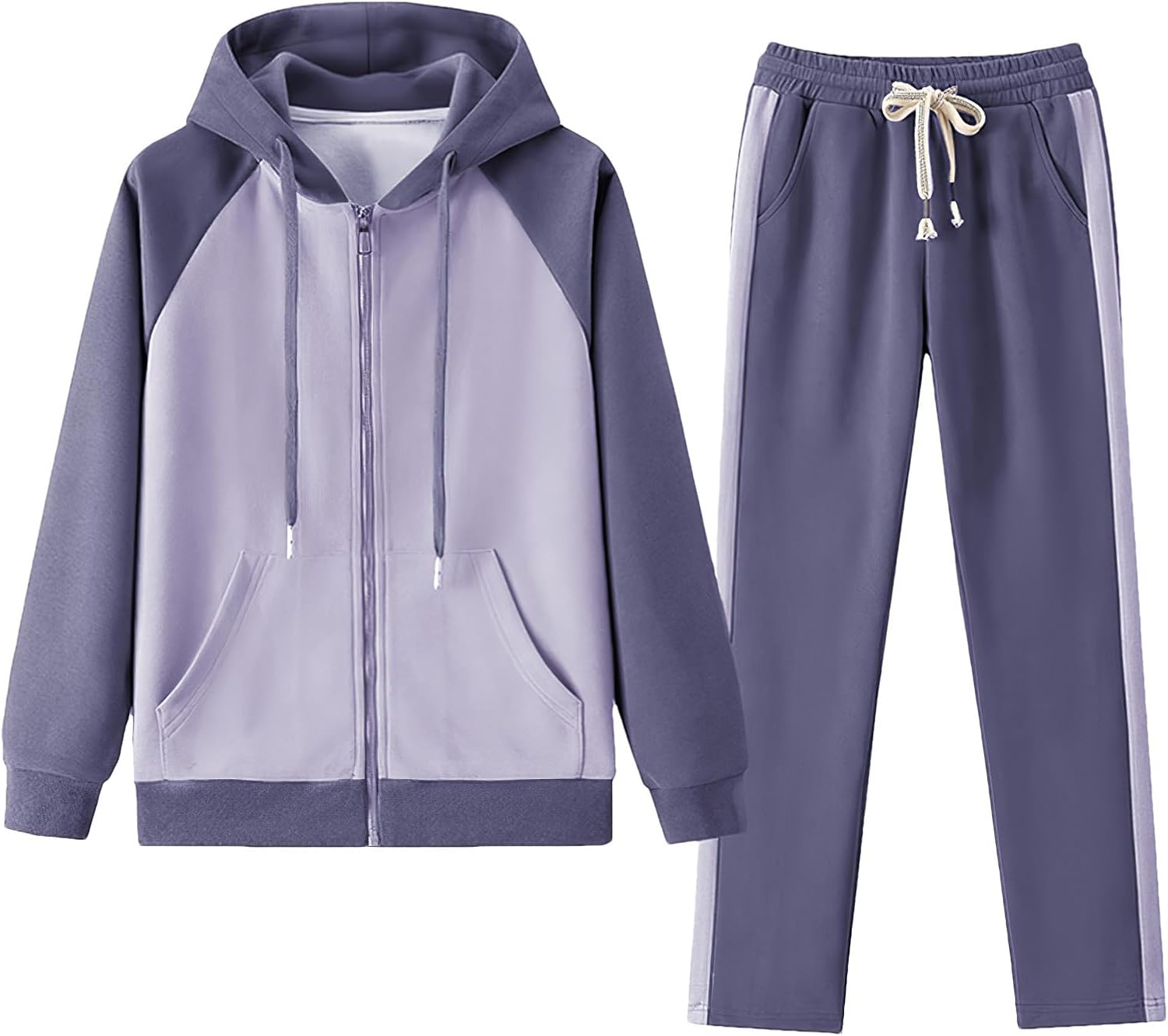 amropi Women's Fleece Lined Tracksuit Hooded Jacket Jogging Pants Set Winter Warm Sweatsuits