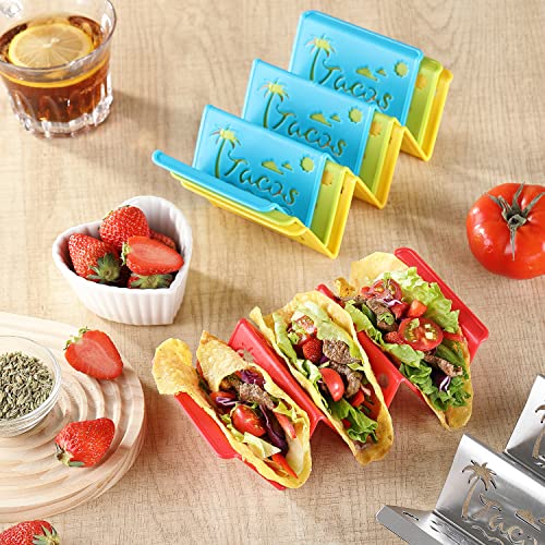6Pcs Taco Holder Stands With Unique Island Pattern, Colorful Premium Large Taco Holders Set Of 6, Taco Stands For 3 Tacos, Street Taco Rack, Pp Material, Dishwasher & Microwave Safe, Taco Tuesday #TOP7