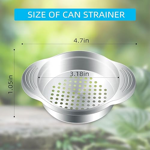 Miniatura 6 de Colador de latas de acero inoxidable, 2 unidades, prensa de atún, tamiz de alimentos, removedor de escurridor de aceite, colador de enlatado de tapa