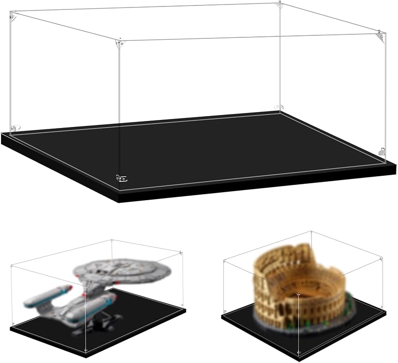 Vitrina para Lego 10356 Star Trek: U.S.S. Enterprise NCC-1701-D o 10276 Coliseo, 25,59 x 21,65 x 13,77 pulgadas (65 x 55 x 35 cm), proteja sus objetos coleccionables del polvo con una vitrina transparente
