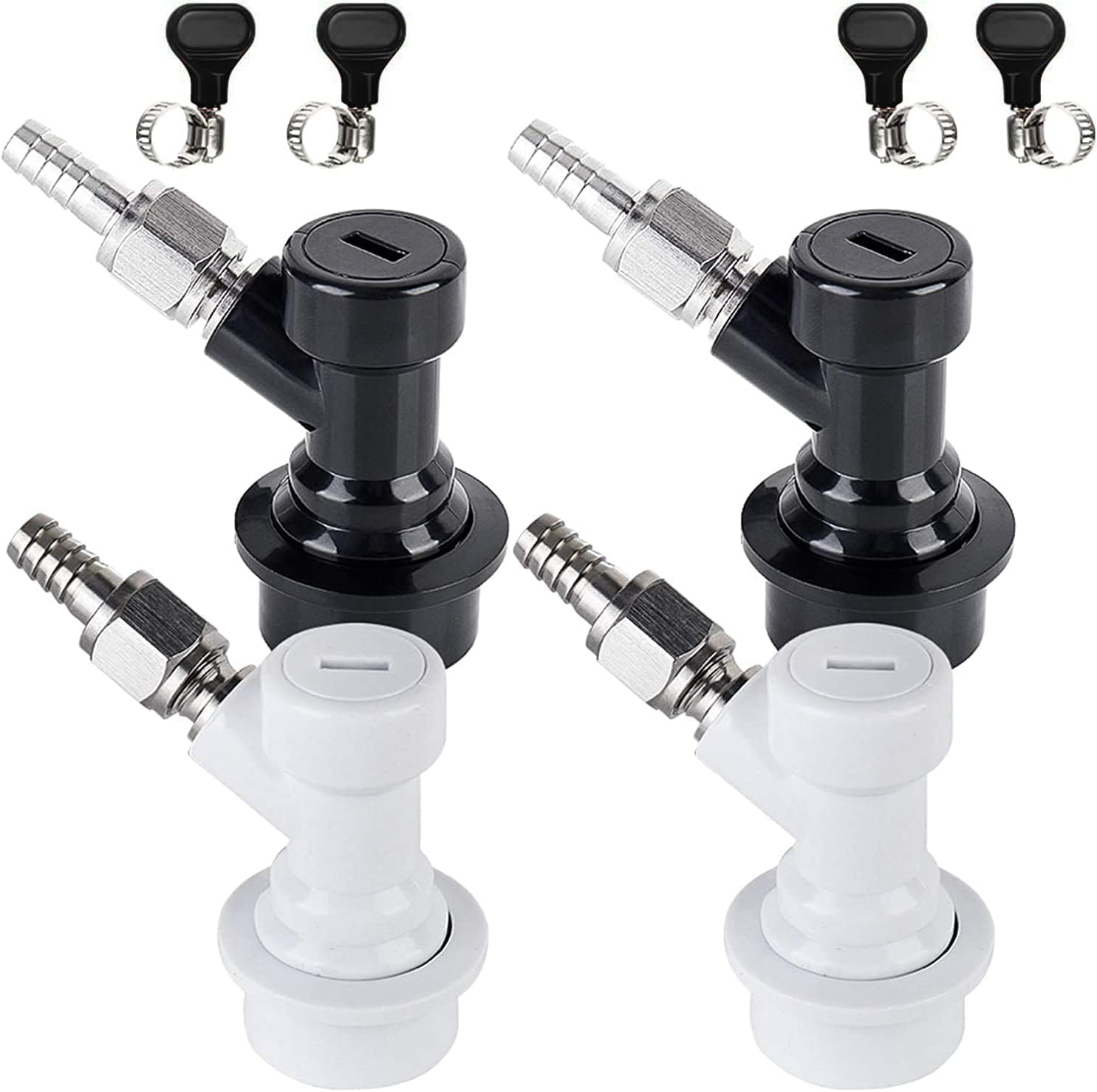 FERRODAY Ball Lock Keg Fittings Disconnect Ball Lock Connector for Corny Keg Ball Lock Connectors 5/16” Gas 1/4” Liquid Barb Stainless Swivel Nuts for Corny Keg Parts for Corny Keg Connectors - MFL