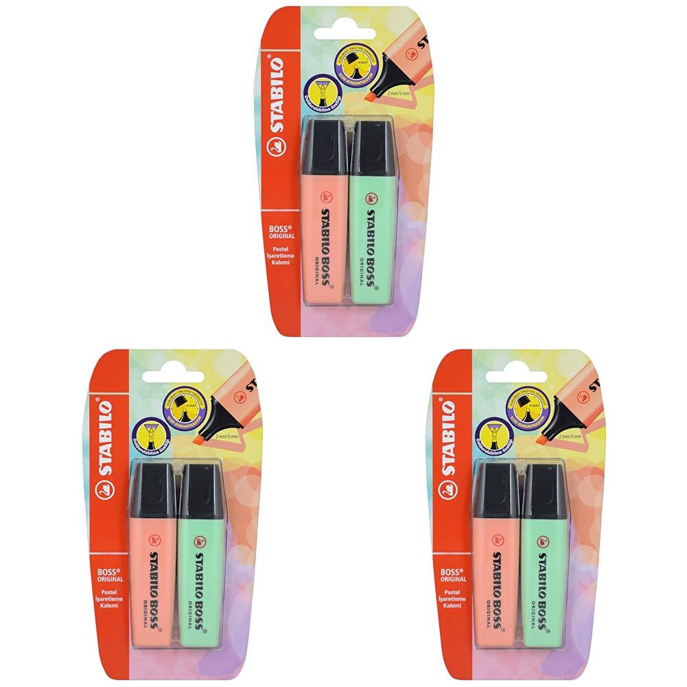 STABILO BOSS ORIGINAL Pastel 2'li Blister 3lü paket