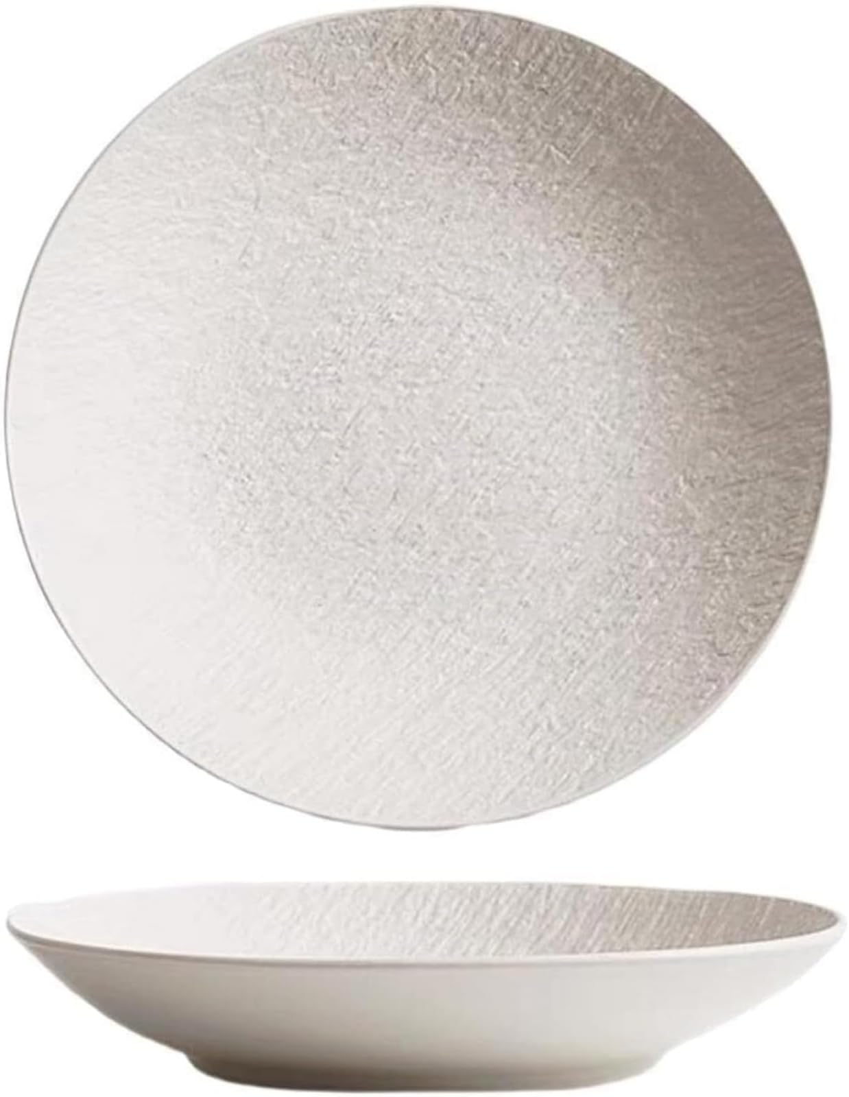 Ceramic Plates, Dinner Plates, Tableware, Ceramic Serving Dishes, Western Plates, Dinner Plates, Dessert Plates, Curry Plates, Pasta Plates, Deep Dishes, Microwave, Dishwasher Safe (White, 10
