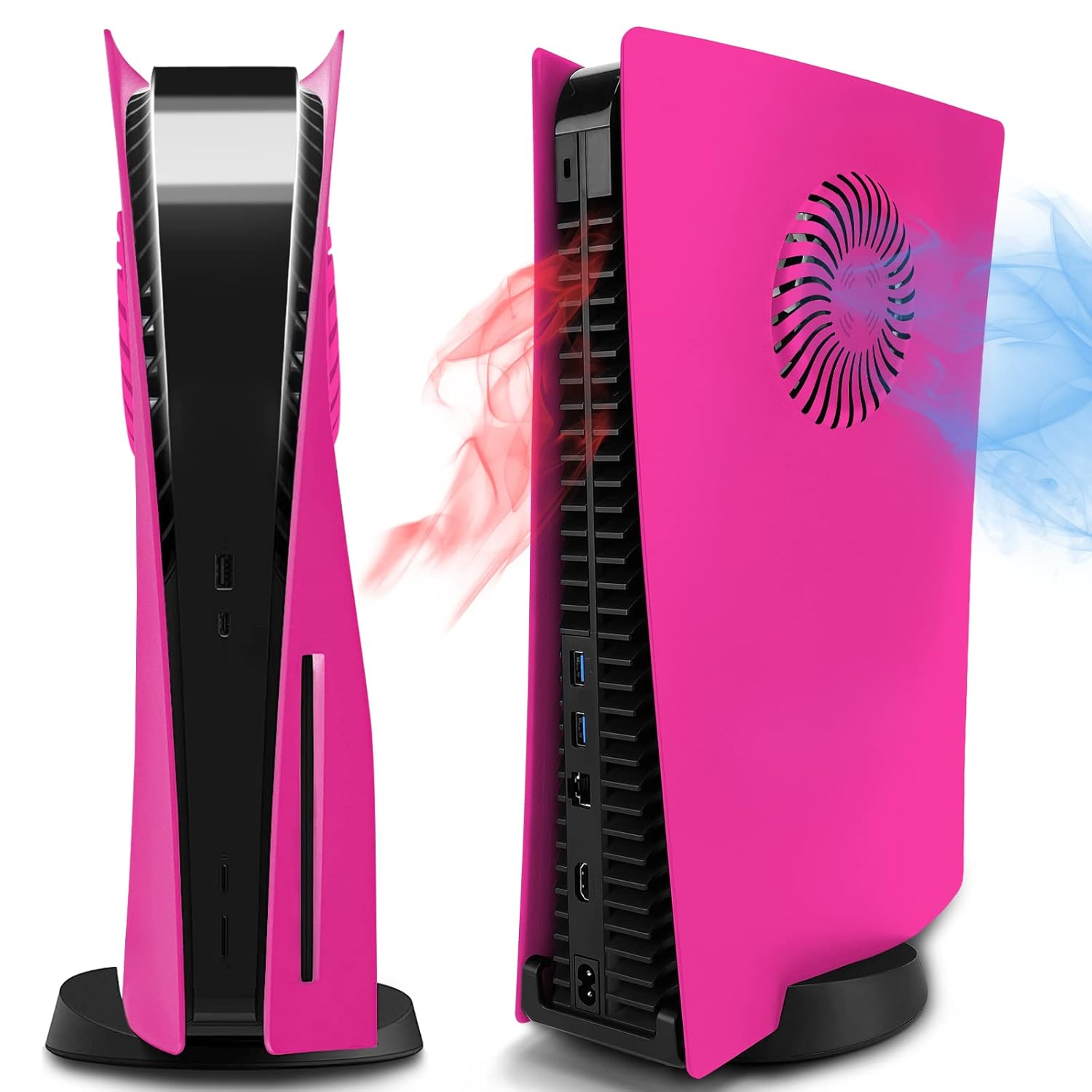 SIKEMAY PS5 Face Plates for PlayStation 5 Console Disc Edition, PS5 Accessories ABS Pink Cover Plates with Fan Vents, Hard Shockproof Anti-Scratch Replacement Protective Shell