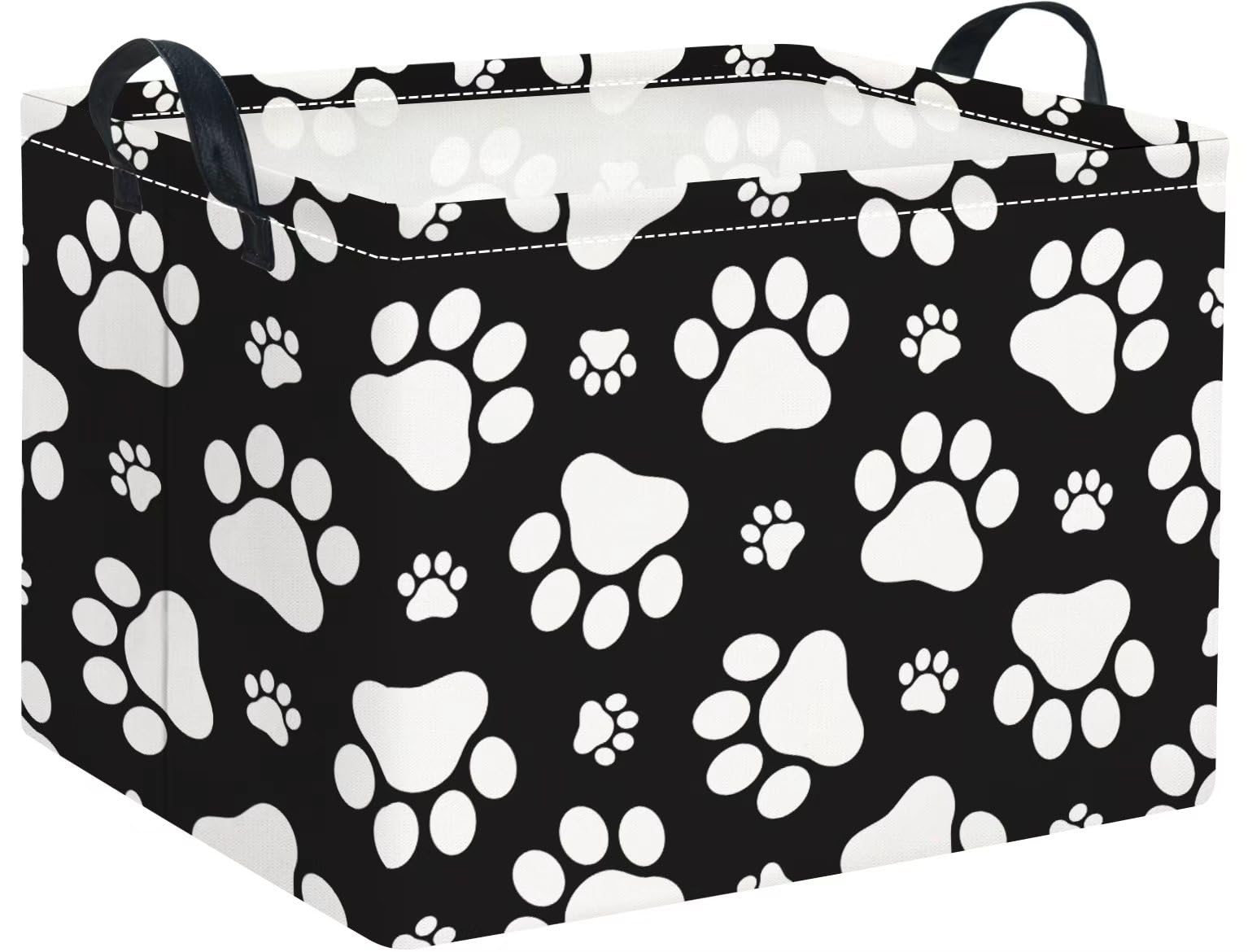 Rectangular Baby Kids Storage Basket for Home Kitchen Girls Cute Storage Bin Organizer Room Decor(Black Paw)