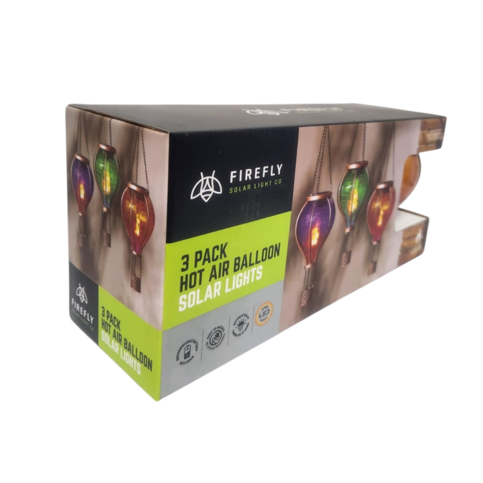 Confezione da 3 luci solari da giardino a forma di mongolfiera, a LED, decorazione per esterni, patio, albero, cortile, sentiero
