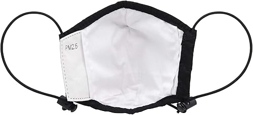 Miniatura 4 de BUILT Mascarilla facial de algodón lavable y transpirable con trabillas ajustables para las orejas, alambre de nariz y filtros PM2.5, color negro